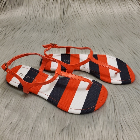 Talbots Clare 4 Hibiscus Stripe Sandal Sz 6 - Picture 2 of 10